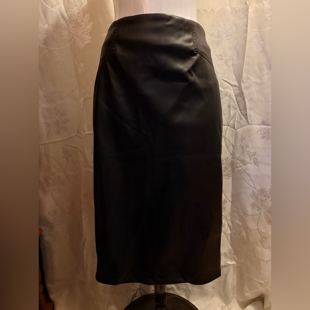 Black Faux Leather Skirt Size L